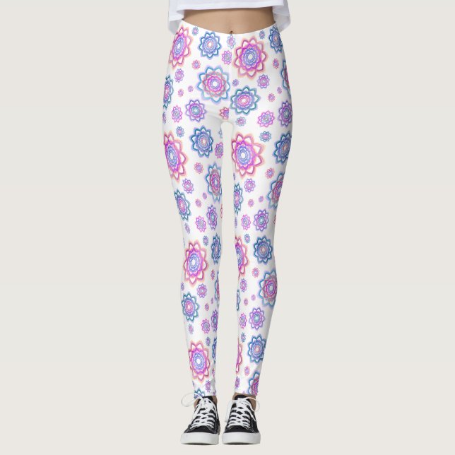 Leggings Moderne Lotus Flower Pink Pastel Green (Devant)