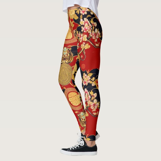Leggings Moderne lunaire nouvelle année moderne motif asiat (Gauche)