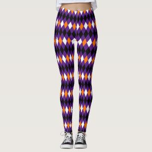 Leggings Moderne Motif élégant violet orange arlequin