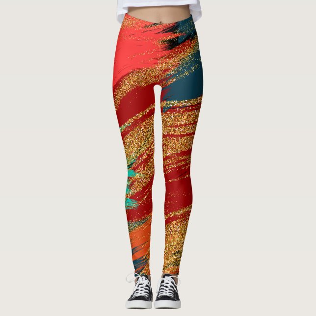 Leggings Moderne pailleté or coloré brillant  (Devant)