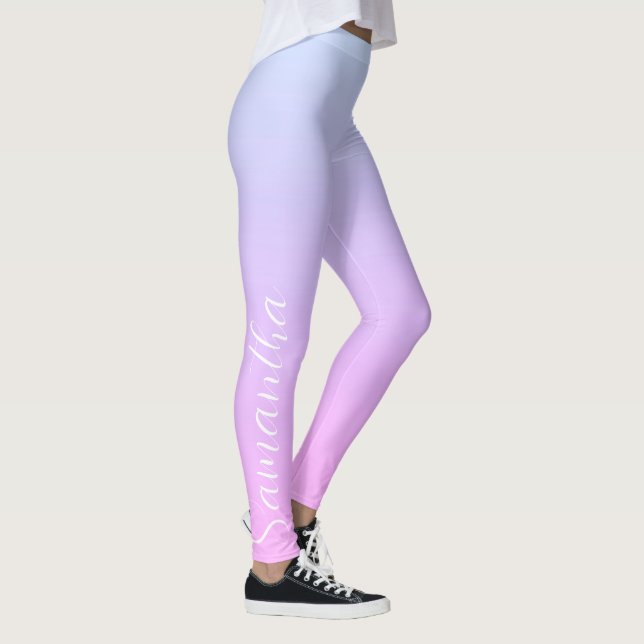 Leggings Moderne Pastel Blue & Pink Ombre Monogramme (Droite)