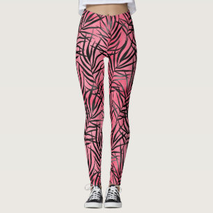 Leggings Moderne Pink Black Foliing Motif élégant Yoga