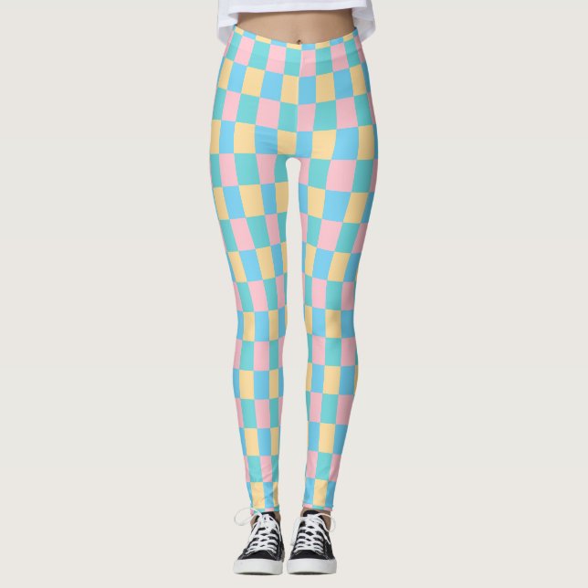 Leggings Moderne rose jaune bleu vert Modèle élégant (Devant)