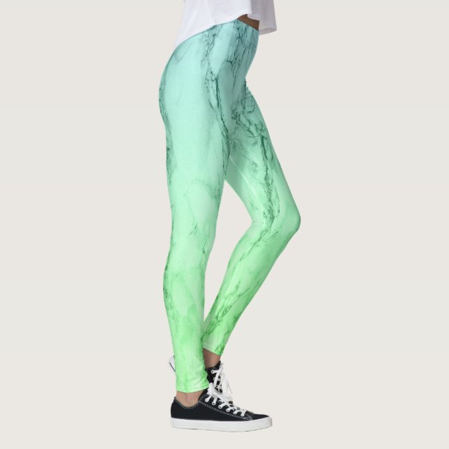 Leggings Moderne simple ombre pastel bleu menthe vert (Droite)