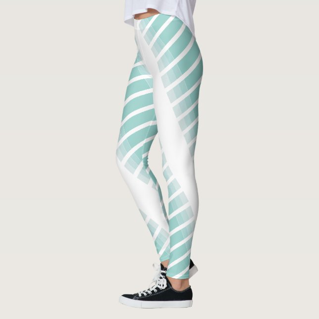 Leggings Moderne tendance Elégant Vert Blanc Chic Modèle (Gauche)