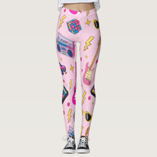 Leggings Moderne Tendance Style Années 80 Joli Rose Néon 