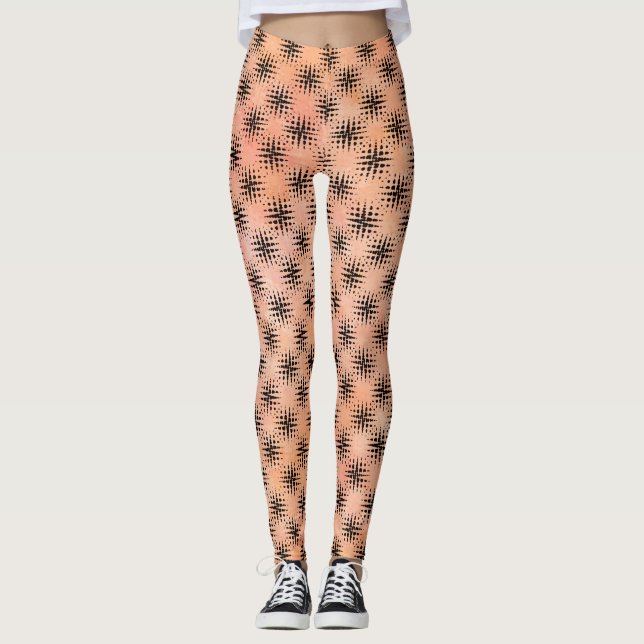 Leggings modernes orange et noir (Devant)