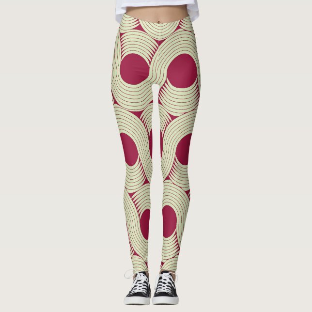 Leggings Moebius Stripe : Carrelage rouge-vert infini (Devant)