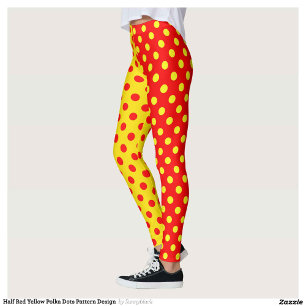 Leggings Moitié rouge Jaune Pois Design Motif
