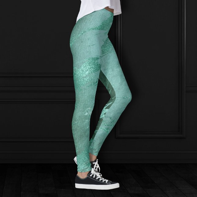 Leggings Molten Jade | Marbre de luxe Emerald Green (Créateur téléchargé)