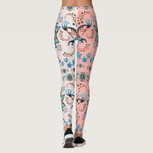 Leggings Mon Kokopelli Tribal Design Blackjack