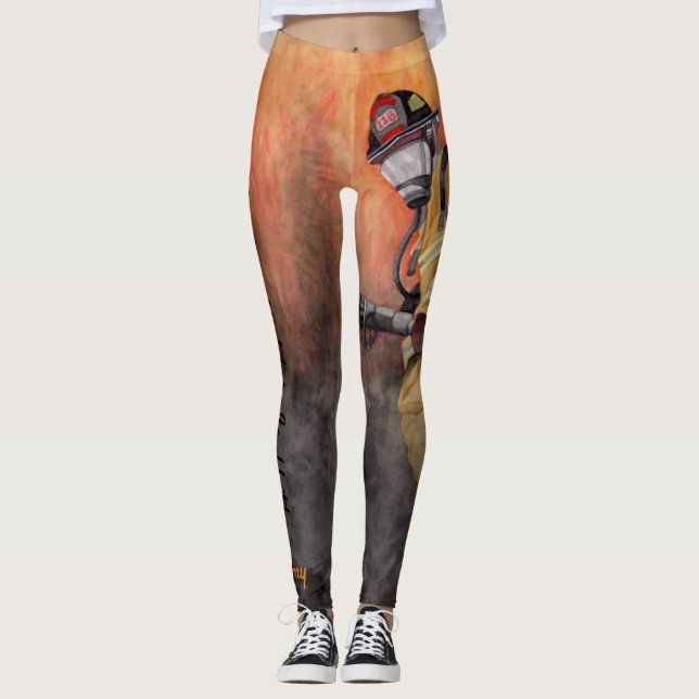 Leggings Mon pompier est une jambe chaude personnalise le n (Devant)