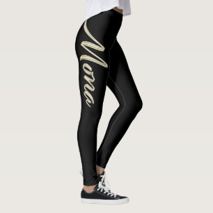 Leggings Mona or blanc écriture manuscrite