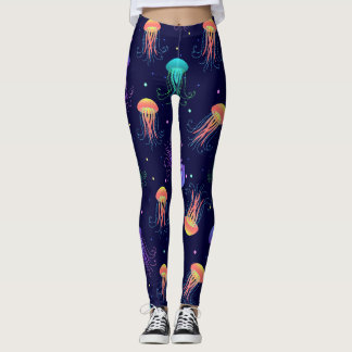 Leggings Monde de méduses sous-marines : motif lumineux.