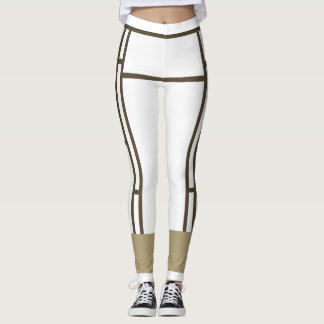Leggings Mondrian Inspiré Blanc Brown 3