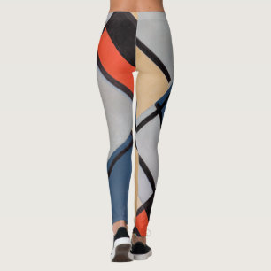 Leggings Mondrique Composition avec Rouge, Bleu, Noir, Jaun