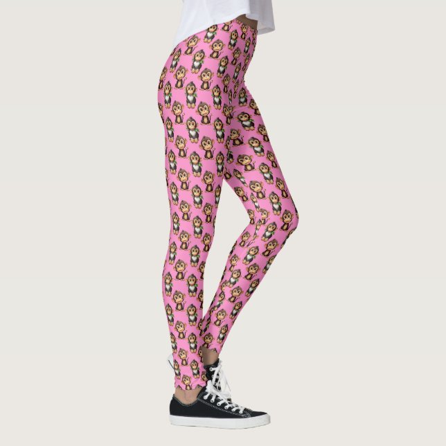 Leggings Monkey Pattern Design Pink  (Droite)