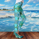 Leggings Monnaie Turquoise Abstrait Motif géométrique Leggi<br><div class="desc">Une légende design moderne avec un motif d'inspiration aztèque en carrelage géométrique bleu turquoise,  menthe turquoise et vert. Vous pouvez mettre à l'échelle,  faire glisser ou faire pivoter la conception si vous le souhaitez.</div>
