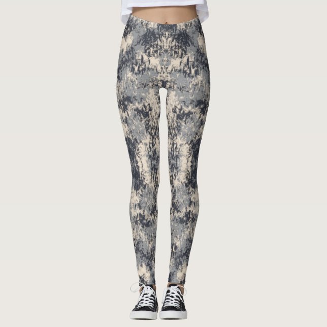Leggings Monochromatique Neutre Abstrait Paint Splash Art (Devant)