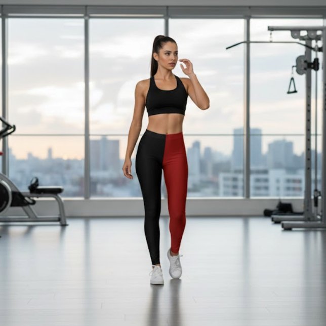 Leggings Monochrome demi noir demi vin rouge Halloween (Créateur téléchargé)