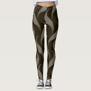 Leggings Monochrome Vintage : Ornement géométrique sans joi