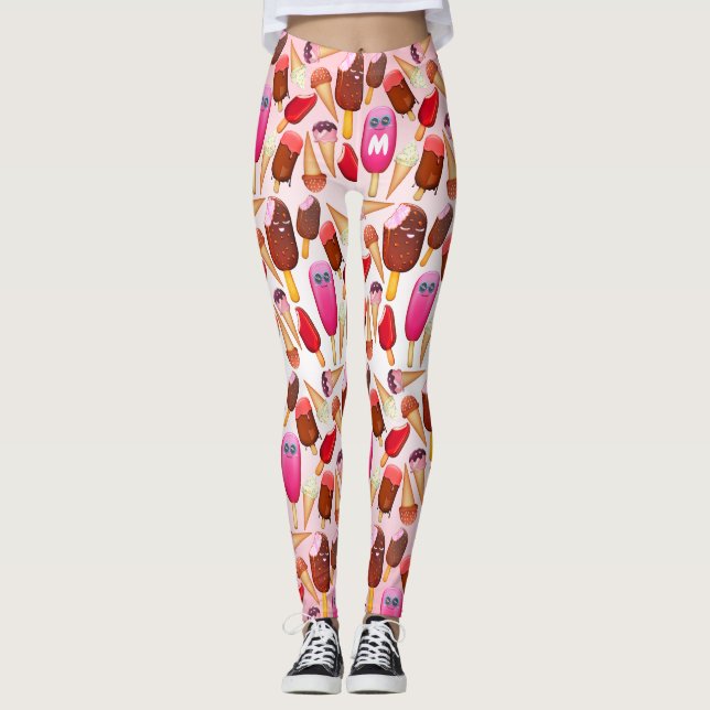 Leggings Monogramme à la crème glacée cuite Cone Popsicle (Devant)