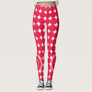 Leggings Monogramme de point de polka rouge