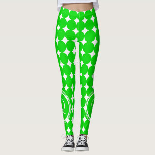 Leggings Monogramme de point de polka vert