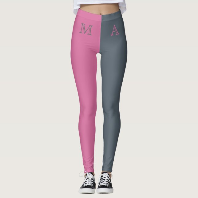 Leggings Monogramme Deux Tons Personnalisé (Devant)