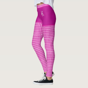 Leggings Monogramme d'impression À damiers tissu rose Pers