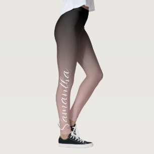 Leggings Monogramme d'or et d'ombre noir Rose moderne