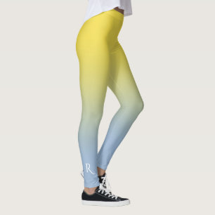 Leggings Monogramme élegant jaune à bleu clair