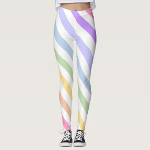 Leggings Monogramme en Blanc Cirque Pastel Arc-en-ciel rayu