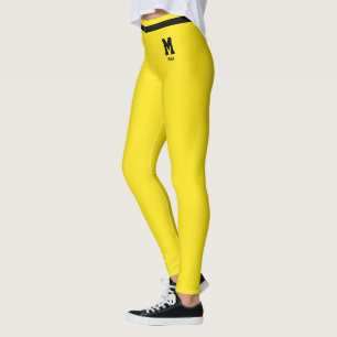 Leggings Monogramme personnalisé rayé noir jaune flamboyant