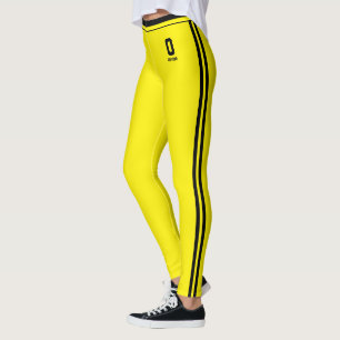 Leggings Monogramme personnalisé rayures noires jaune flamb