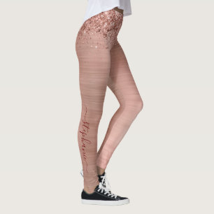 Leggings Monogramme rose Gold Faux Parties scintillant Girl