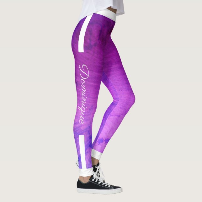 Leggings Monogramme Side Strips sur le Grunge pourpre dégra (Droite)