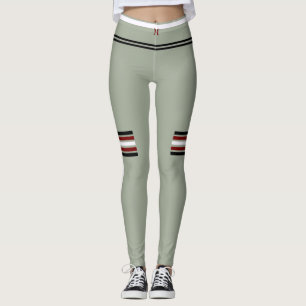 Leggings Monogramme sportif 1 Design-gris/rouge noir et bla