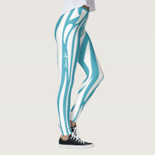 Leggings Monogramme Turquoise rayé Zèbre motif tendance