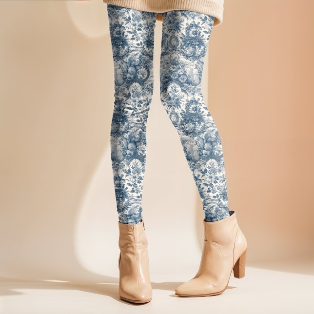 Leggings monogramme vintage fleuri Blue toile de jouy (Créateur téléchargé)