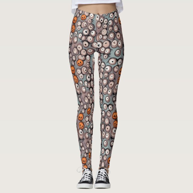 Leggings Monster Eyeballs Motif Doodles (Devant)