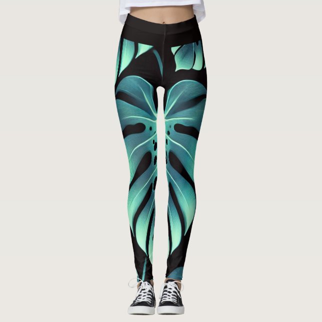 Leggings Monstera mystérieux (Devant)