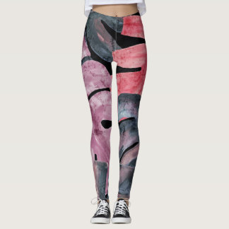 Leggings Monstère monochrome : Aquarelle Motif tropical.