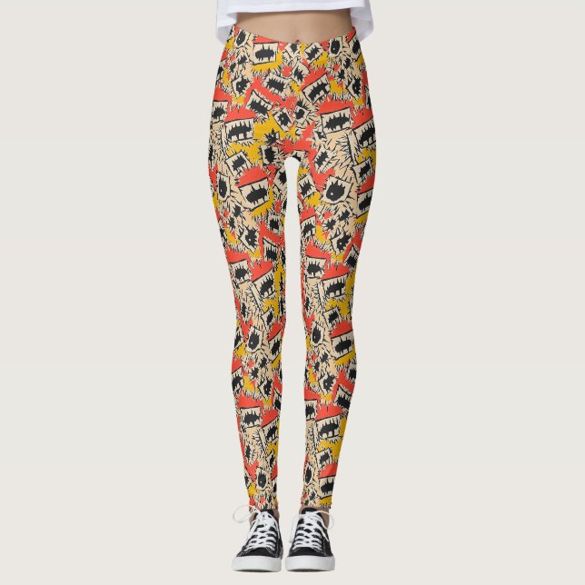 Leggings Monstre de bande dessinée Edgey aux dents pointues (Devant)