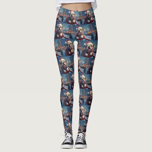 Leggings Montagnes Russes Bulldog Noël (Devant)