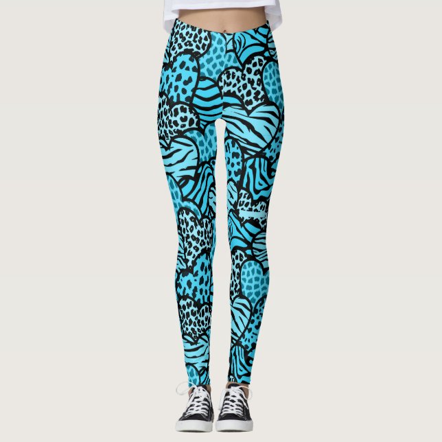 Leggings Montre des coeurs posters de animaux de ceinture b (Devant)