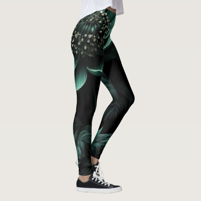 Leggings Moody Flower Vert foncé (Droite)