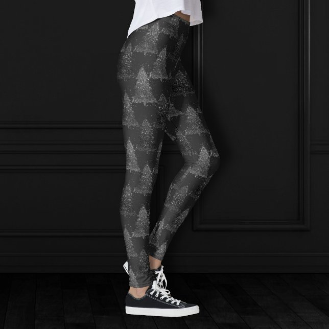 Leggings Moody Tree Motif | Noël noir argenté Onyx (Créateur téléchargé)
