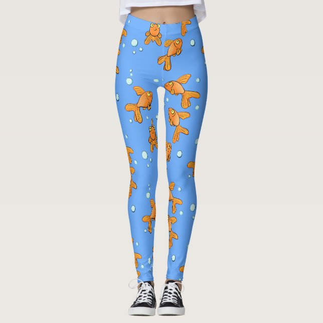 Leggings Morceau de poisson rouge orange mignon sur dessin  (Devant)