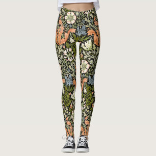 Leggings Morris BlackBackground 1896 Compton Floral Pattern
